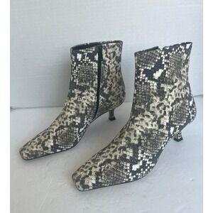 Gianni Bini Black and Cream Patterned Ankle Boots
